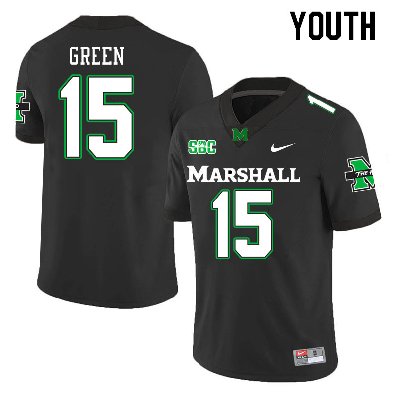 Youth #15 Michael Green Marshall Thundering Herd SBC Conference College Football Jerseys Stitched-Bl